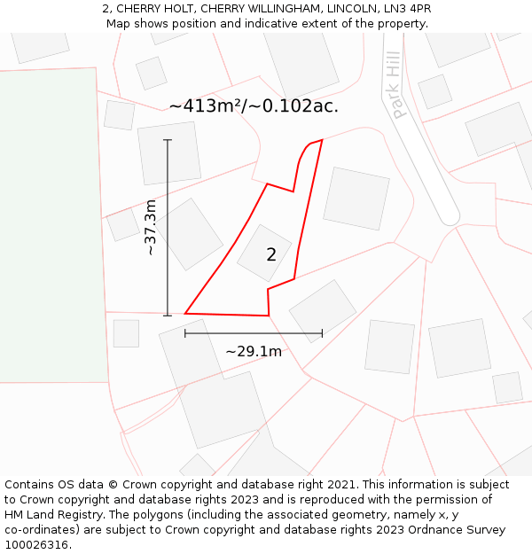 2, CHERRY HOLT, CHERRY WILLINGHAM, LINCOLN, LN3 4PR: Plot and title map