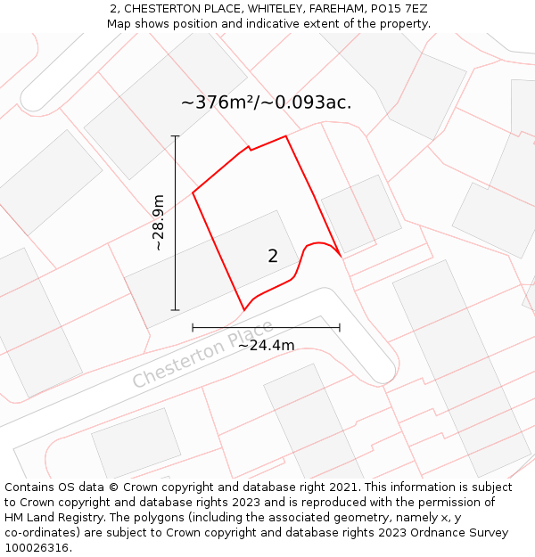 2, CHESTERTON PLACE, WHITELEY, FAREHAM, PO15 7EZ: Plot and title map