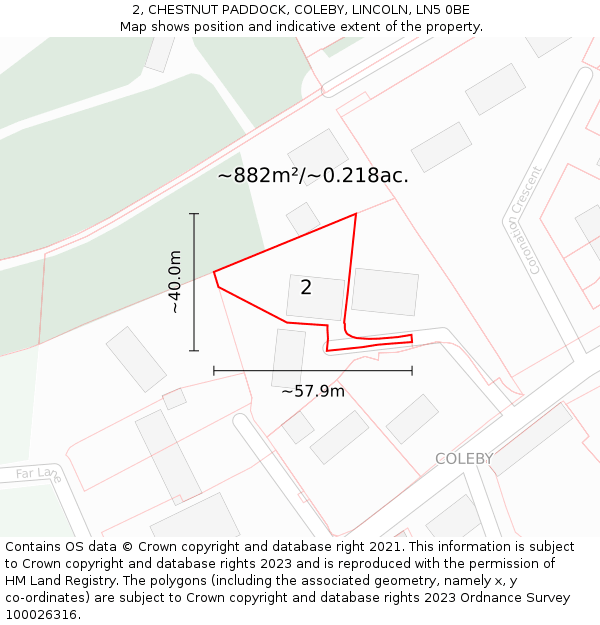 2, CHESTNUT PADDOCK, COLEBY, LINCOLN, LN5 0BE: Plot and title map