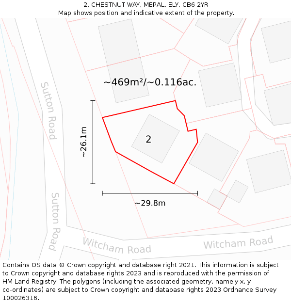 2, CHESTNUT WAY, MEPAL, ELY, CB6 2YR: Plot and title map