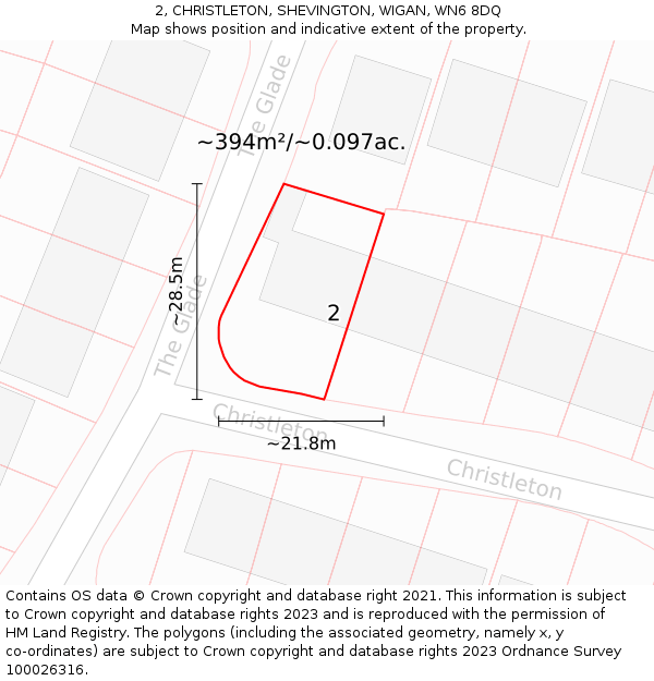 2, CHRISTLETON, SHEVINGTON, WIGAN, WN6 8DQ: Plot and title map