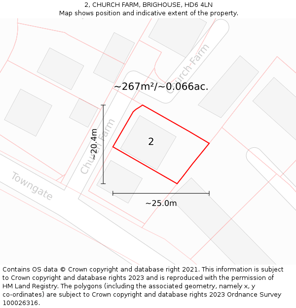 2, CHURCH FARM, BRIGHOUSE, HD6 4LN: Plot and title map