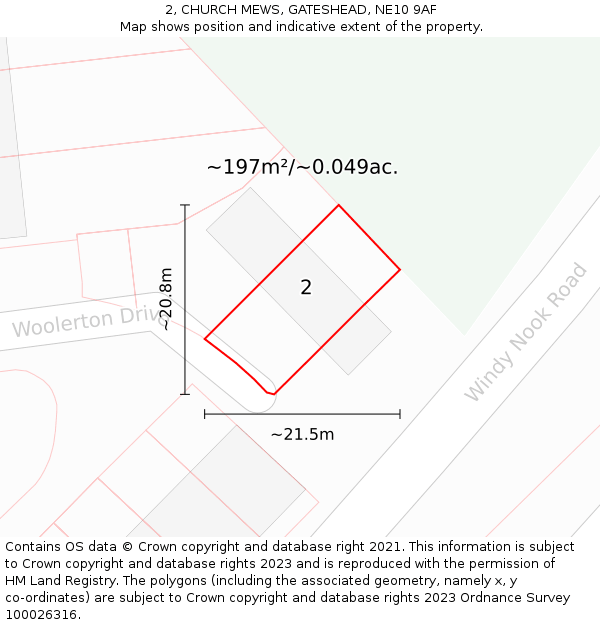 2, CHURCH MEWS, GATESHEAD, NE10 9AF: Plot and title map