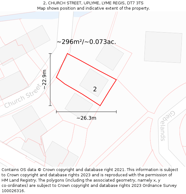 2, CHURCH STREET, UPLYME, LYME REGIS, DT7 3TS: Plot and title map