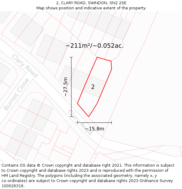 2, CLARY ROAD, SWINDON, SN2 2SE: Plot and title map