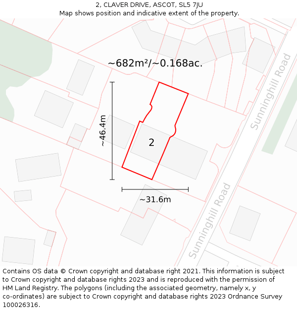 2, CLAVER DRIVE, ASCOT, SL5 7JU: Plot and title map