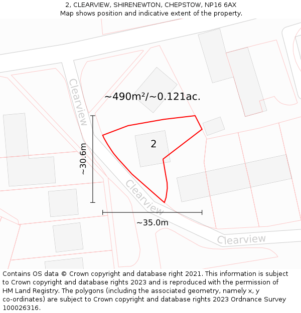 2, CLEARVIEW, SHIRENEWTON, CHEPSTOW, NP16 6AX: Plot and title map
