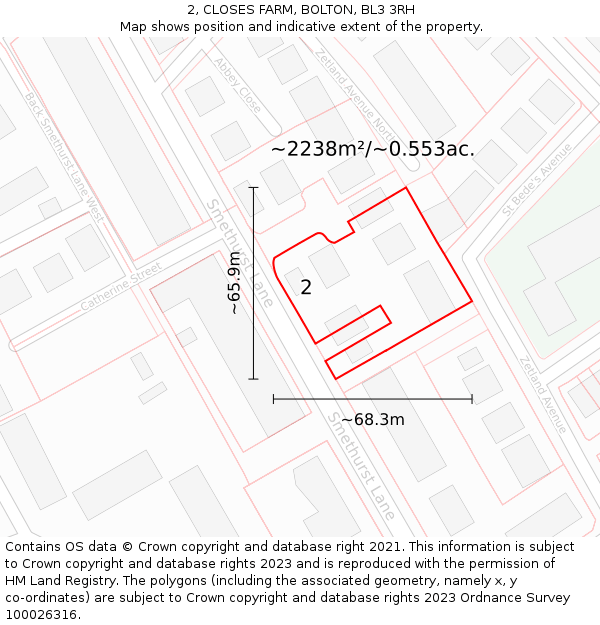 2, CLOSES FARM, BOLTON, BL3 3RH: Plot and title map