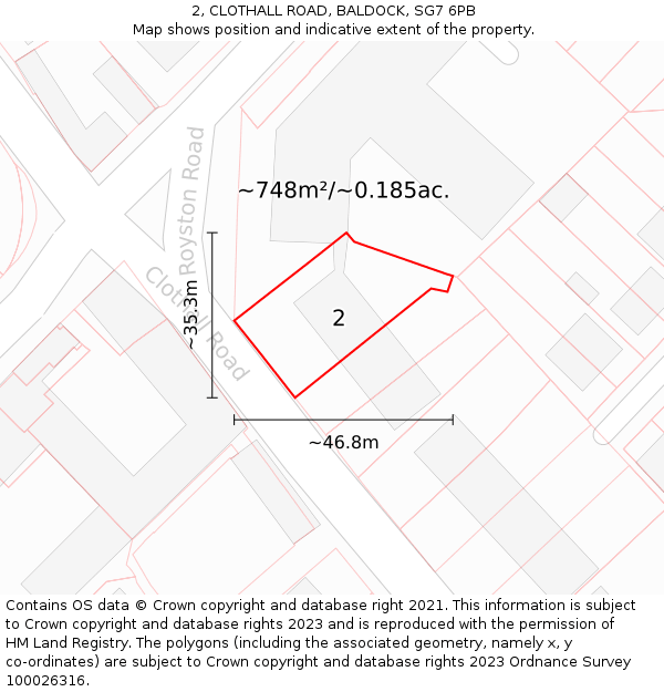 2, CLOTHALL ROAD, BALDOCK, SG7 6PB: Plot and title map