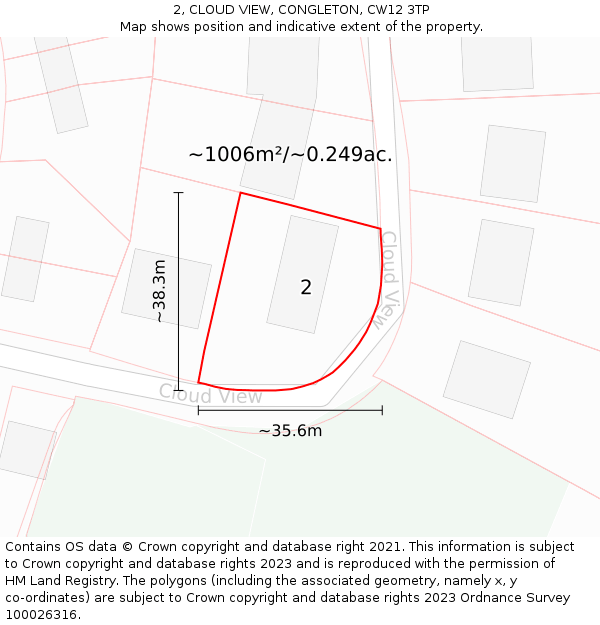 2, CLOUD VIEW, CONGLETON, CW12 3TP: Plot and title map