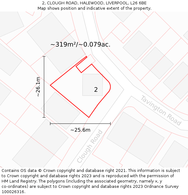 2, CLOUGH ROAD, HALEWOOD, LIVERPOOL, L26 6BE: Plot and title map