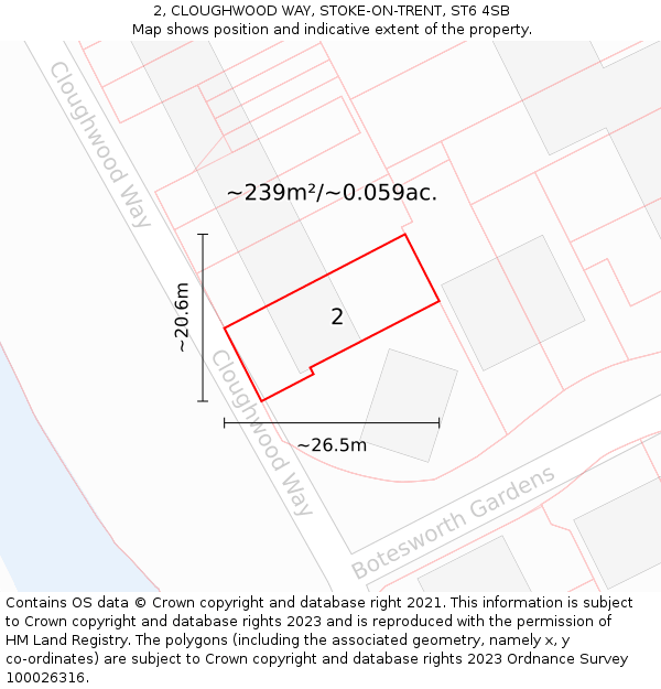 2, CLOUGHWOOD WAY, STOKE-ON-TRENT, ST6 4SB: Plot and title map