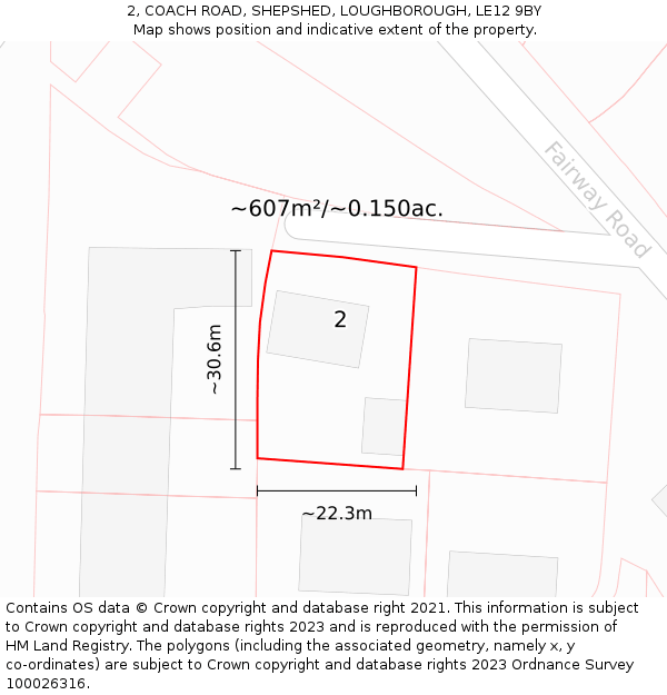 2, COACH ROAD, SHEPSHED, LOUGHBOROUGH, LE12 9BY: Plot and title map
