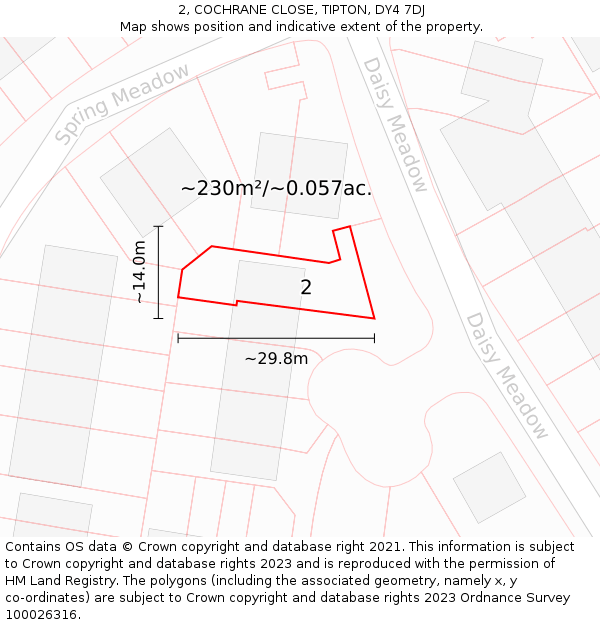 2, COCHRANE CLOSE, TIPTON, DY4 7DJ: Plot and title map