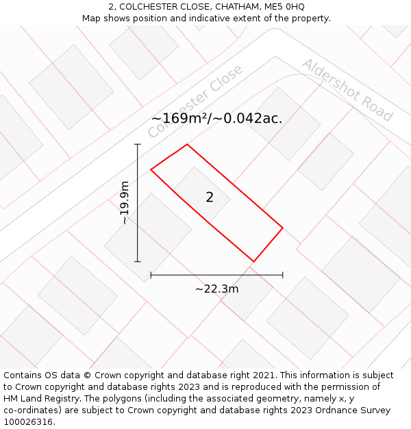 2, COLCHESTER CLOSE, CHATHAM, ME5 0HQ: Plot and title map