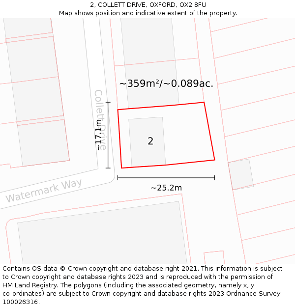 2, COLLETT DRIVE, OXFORD, OX2 8FU: Plot and title map