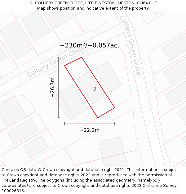 2, COLLIERY GREEN CLOSE, LITTLE NESTON, NESTON, CH64 0UF: Plot and title map