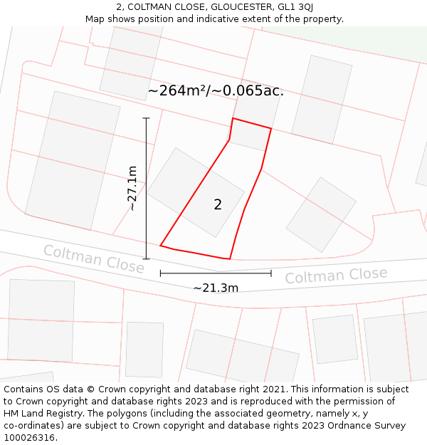 2, COLTMAN CLOSE, GLOUCESTER, GL1 3QJ: Plot and title map