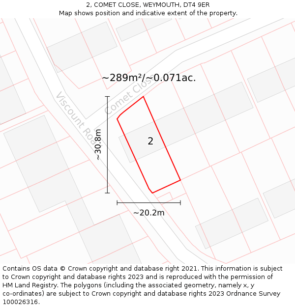 2, COMET CLOSE, WEYMOUTH, DT4 9ER: Plot and title map