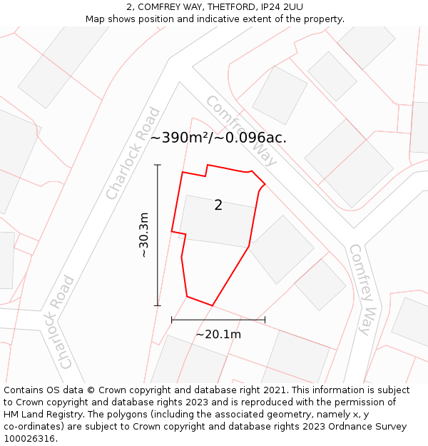 2, COMFREY WAY, THETFORD, IP24 2UU: Plot and title map