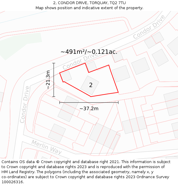 2, CONDOR DRIVE, TORQUAY, TQ2 7TU: Plot and title map