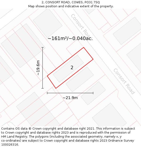 2, CONSORT ROAD, COWES, PO31 7SQ: Plot and title map