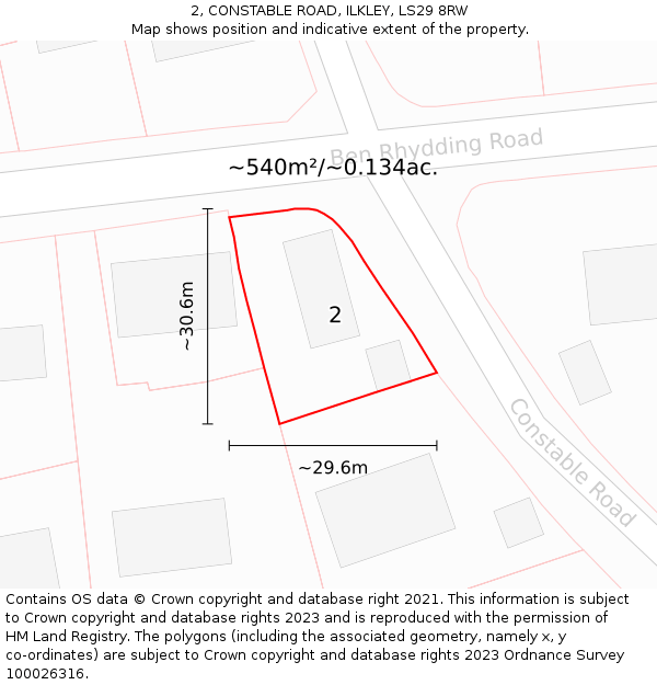 2, CONSTABLE ROAD, ILKLEY, LS29 8RW: Plot and title map