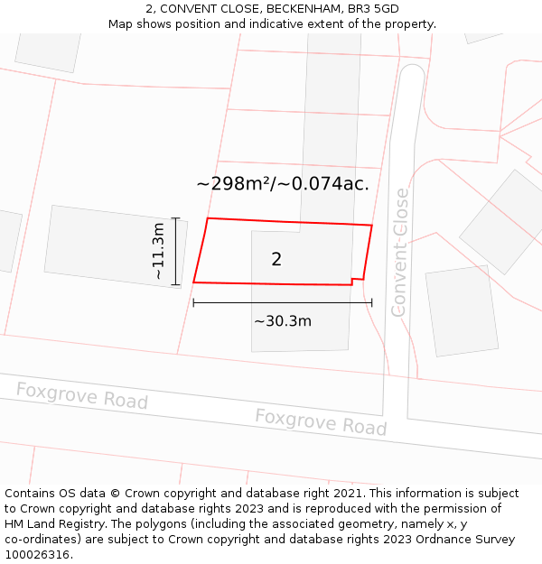 2, CONVENT CLOSE, BECKENHAM, BR3 5GD: Plot and title map