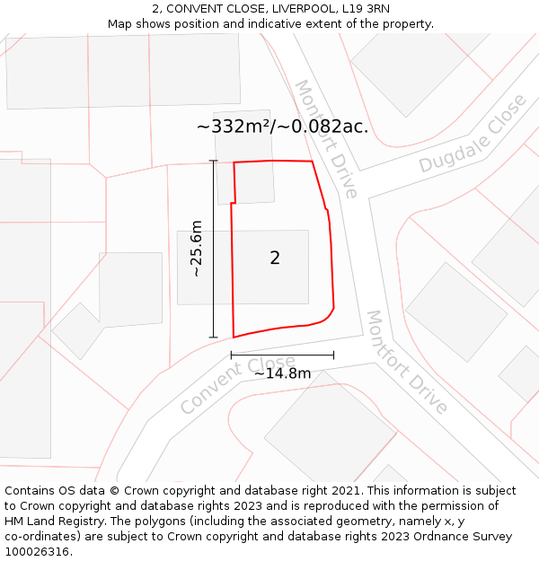 2, CONVENT CLOSE, LIVERPOOL, L19 3RN: Plot and title map