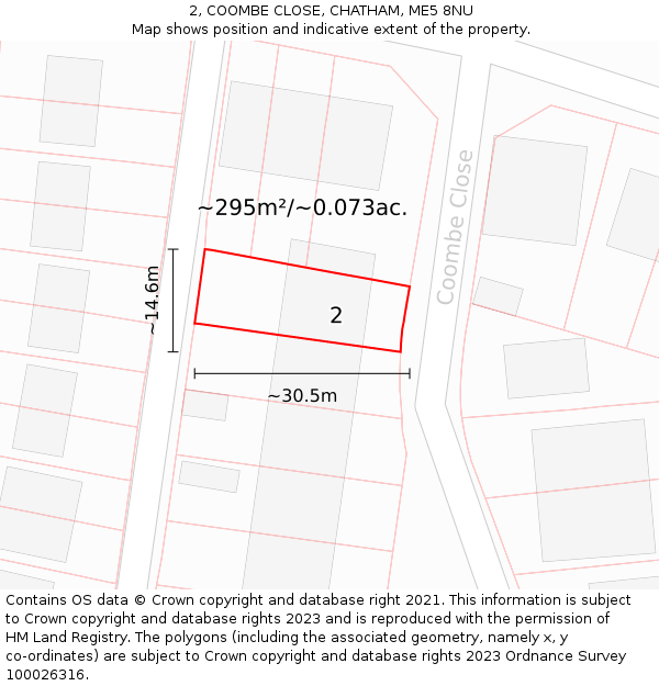 2, COOMBE CLOSE, CHATHAM, ME5 8NU: Plot and title map