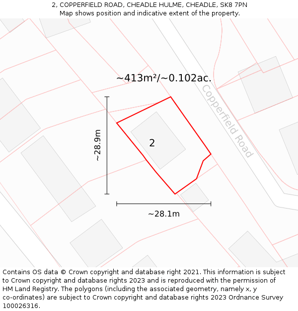 2, COPPERFIELD ROAD, CHEADLE HULME, CHEADLE, SK8 7PN: Plot and title map