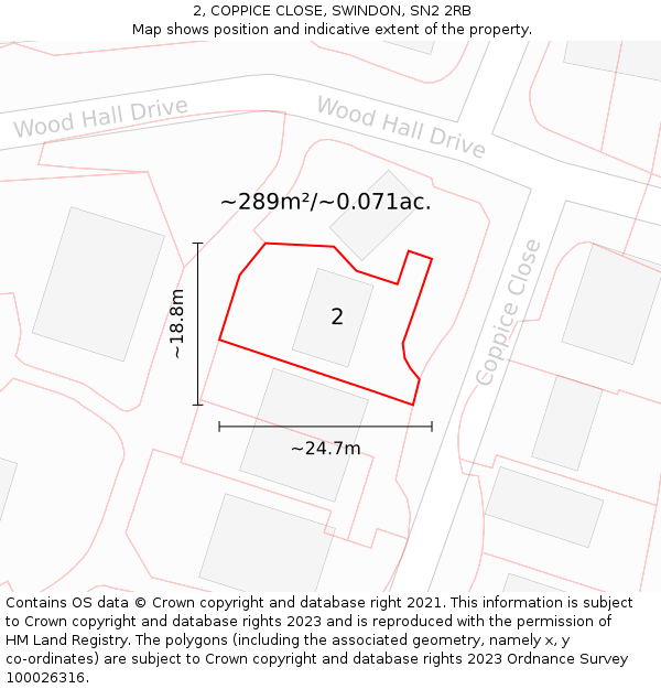 2, COPPICE CLOSE, SWINDON, SN2 2RB: Plot and title map