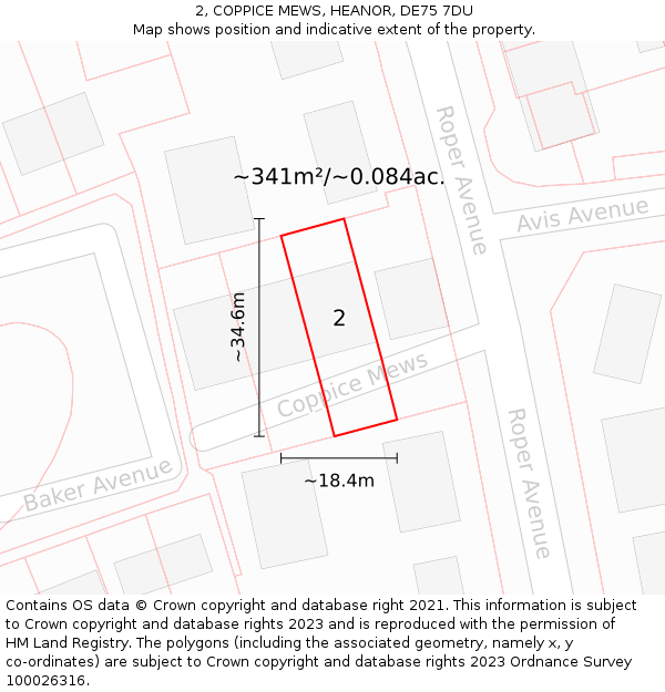 2, COPPICE MEWS, HEANOR, DE75 7DU: Plot and title map