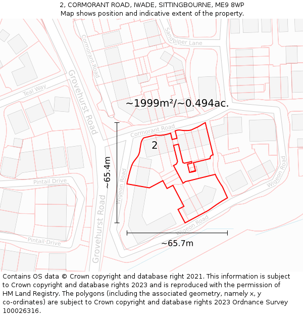 2, CORMORANT ROAD, IWADE, SITTINGBOURNE, ME9 8WP: Plot and title map