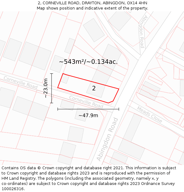 2, CORNEVILLE ROAD, DRAYTON, ABINGDON, OX14 4HN: Plot and title map