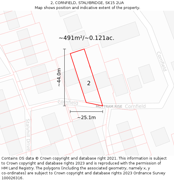 2, CORNFIELD, STALYBRIDGE, SK15 2UA: Plot and title map