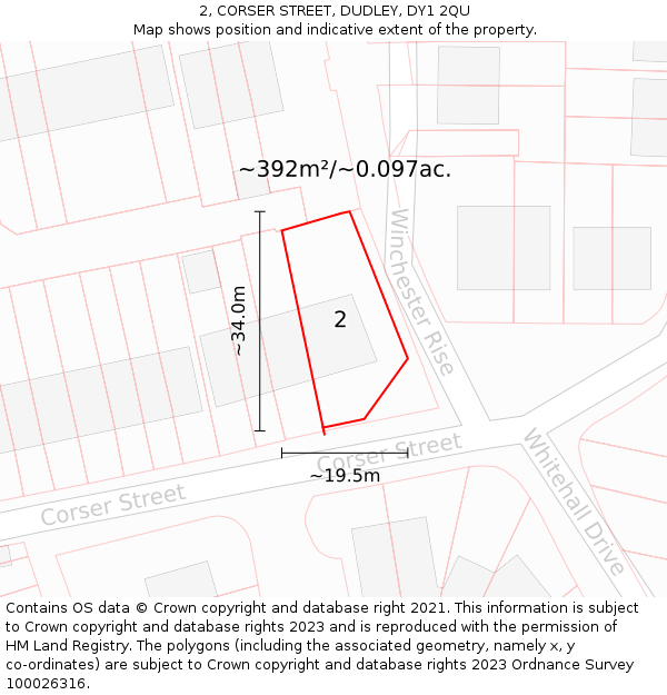 2, CORSER STREET, DUDLEY, DY1 2QU: Plot and title map