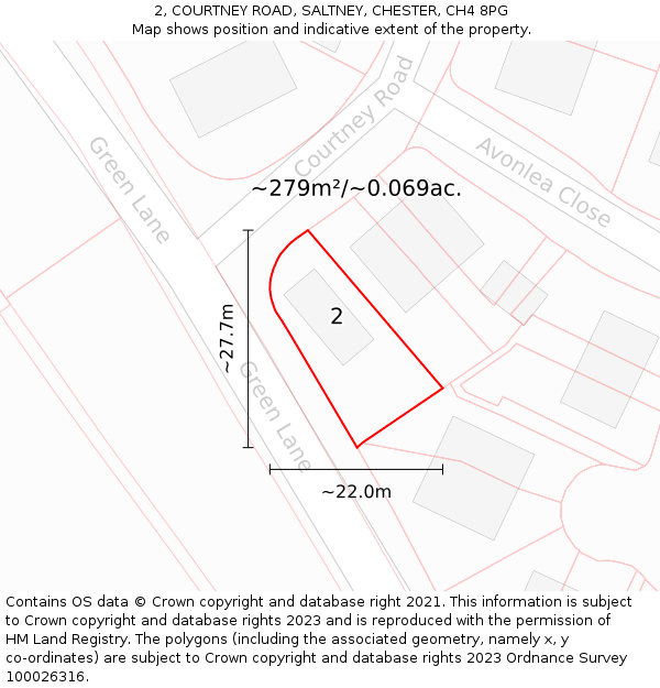 2, COURTNEY ROAD, SALTNEY, CHESTER, CH4 8PG: Plot and title map