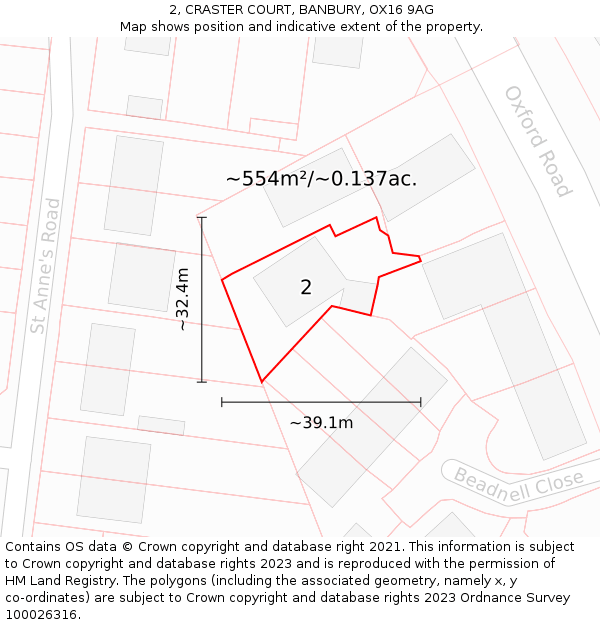 2, CRASTER COURT, BANBURY, OX16 9AG: Plot and title map