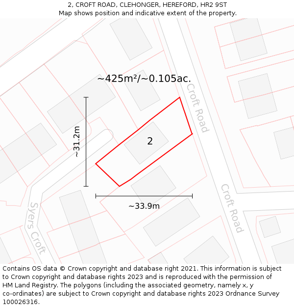 2, CROFT ROAD, CLEHONGER, HEREFORD, HR2 9ST: Plot and title map