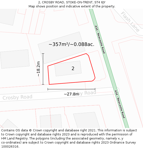 2, CROSBY ROAD, STOKE-ON-TRENT, ST4 6JY: Plot and title map