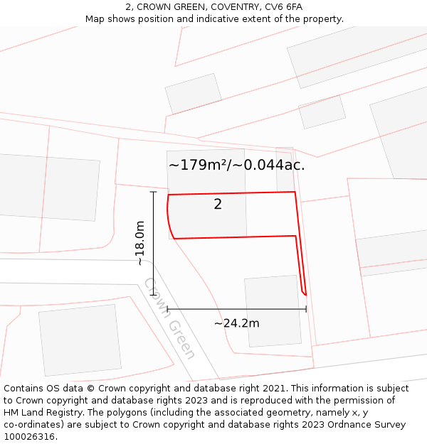 2, CROWN GREEN, COVENTRY, CV6 6FA: Plot and title map