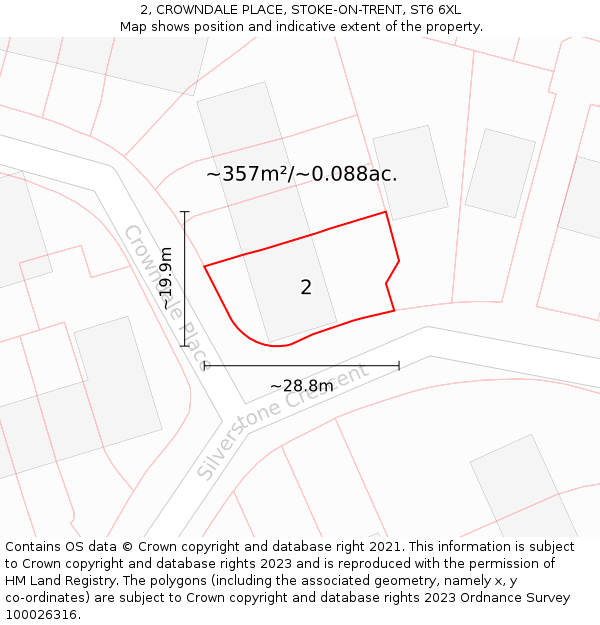 2, CROWNDALE PLACE, STOKE-ON-TRENT, ST6 6XL: Plot and title map