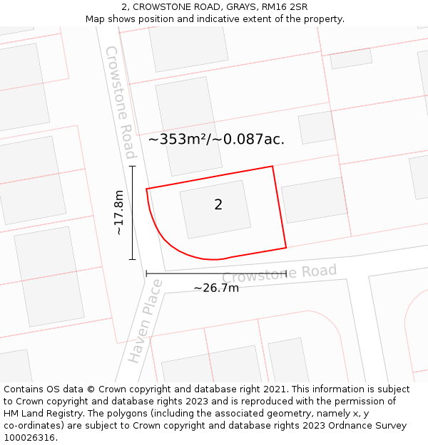 2, CROWSTONE ROAD, GRAYS, RM16 2SR: Plot and title map