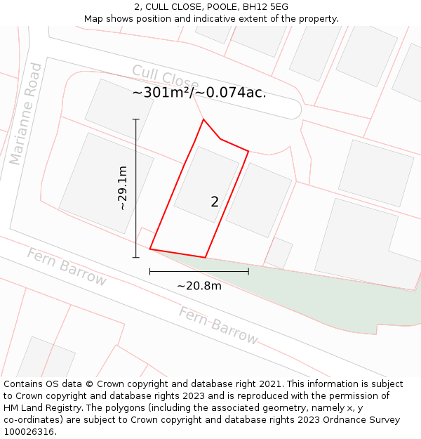 2, CULL CLOSE, POOLE, BH12 5EG: Plot and title map