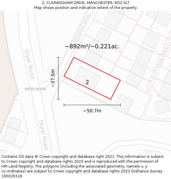 2, CUNNINGHAM DRIVE, MANCHESTER, M22 5LT: Plot and title map