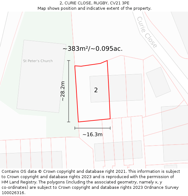 2, CURIE CLOSE, RUGBY, CV21 3PE: Plot and title map