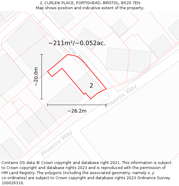 2, CURLEW PLACE, PORTISHEAD, BRISTOL, BS20 7EN: Plot and title map