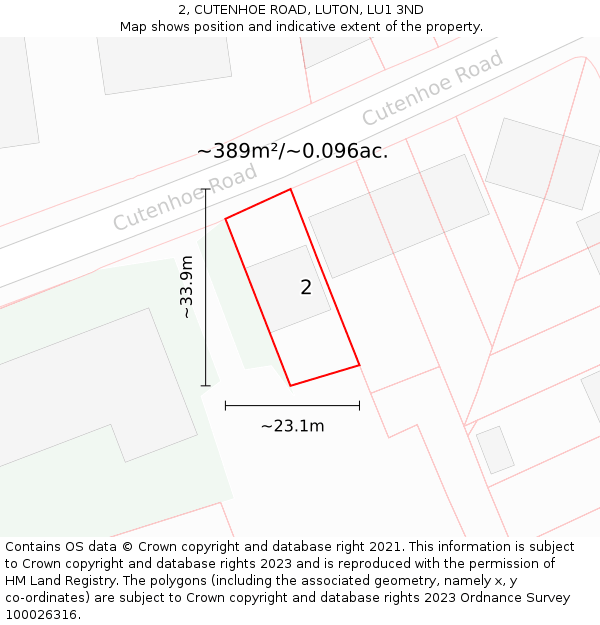 2, CUTENHOE ROAD, LUTON, LU1 3ND: Plot and title map