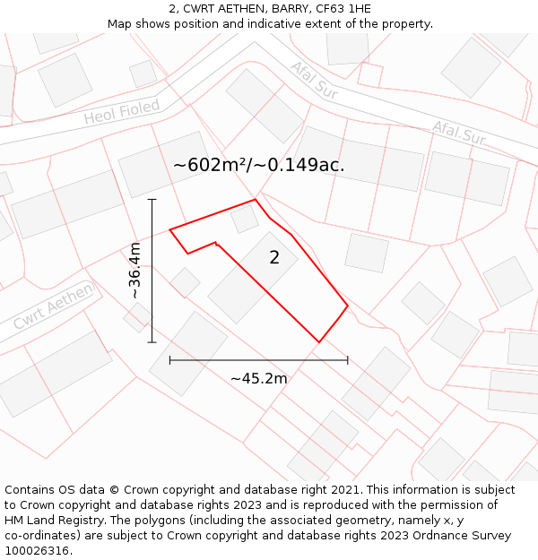 2, CWRT AETHEN, BARRY, CF63 1HE: Plot and title map